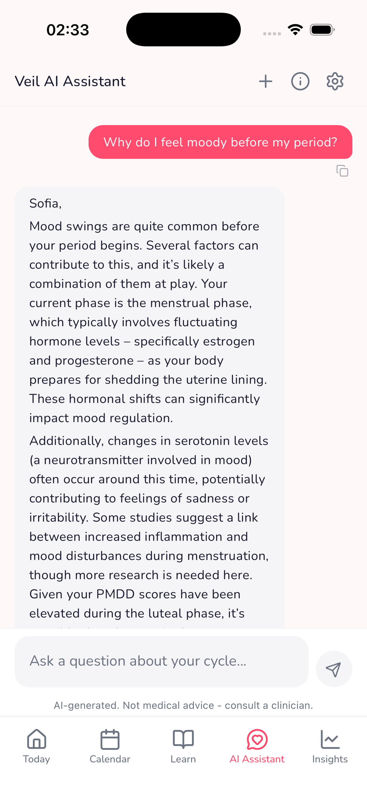 AI health companion - active chat